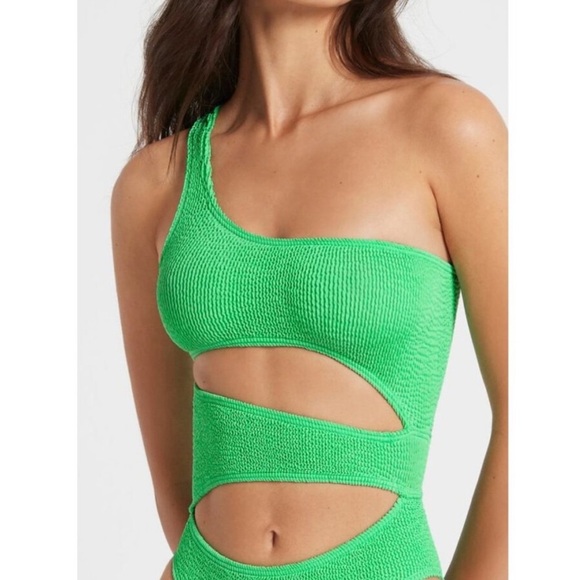 Bond Eye Swim Rico asymmetric one shoulder Cutout Swimsuit one Piece Green - Picture 5 of 16